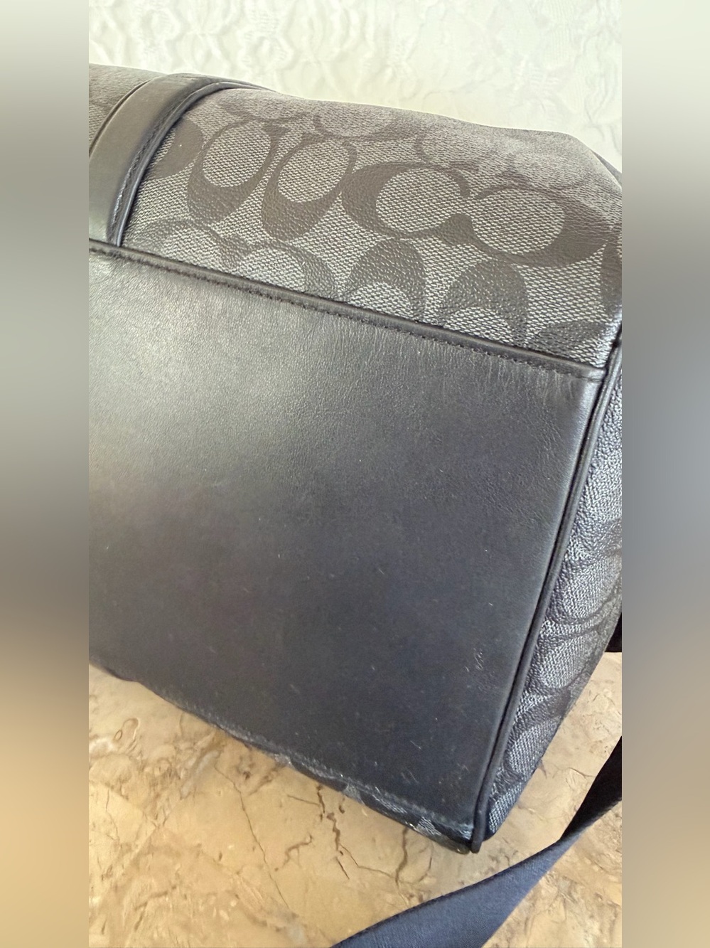 Coach Venturer Men's Signature Canvas Duffel in Charcoal and Black C5305 - Picture 11 of 14